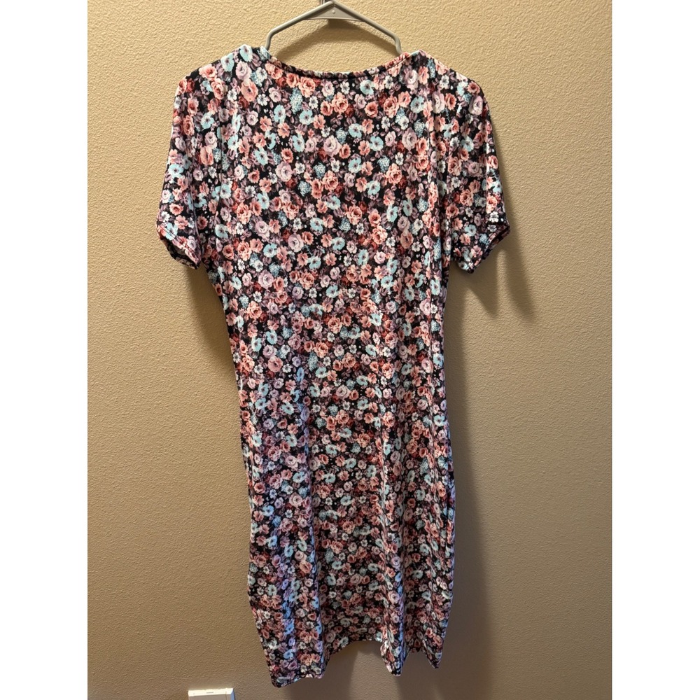 Pulse Boutique Floral Ruched Side Tulip Hem Sheath Dress Pink Blue Large P16042 - Picture 2 of 7